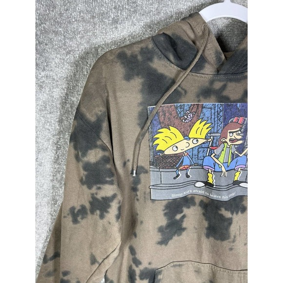Nickelodeon Hey Arnold Stoop Kid Football‎ Head Tie Dye Hoodie Mens Medium Brown - Picture 7 of 16